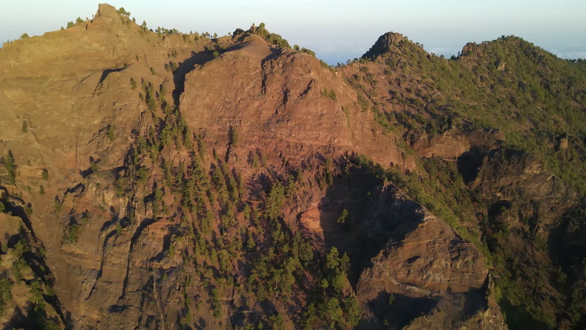 Aerial view over the Andalusian mountain landscape.